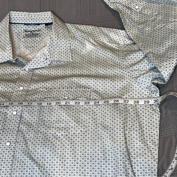 Rough Stock Mens 3XL Pearl Snap Shirt White Blue Green Printed Western Rodeo - Picture 8 of 12
